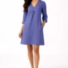Elegant Blue V-Neck A-Line Dress