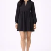 Elegant Black Gathered Mini Dress