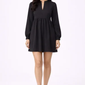 Elegant Black Gathered Mini Dress