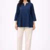 Elegant Navy Blue Flared Top