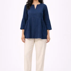 Elegant Navy Blue Flared Top